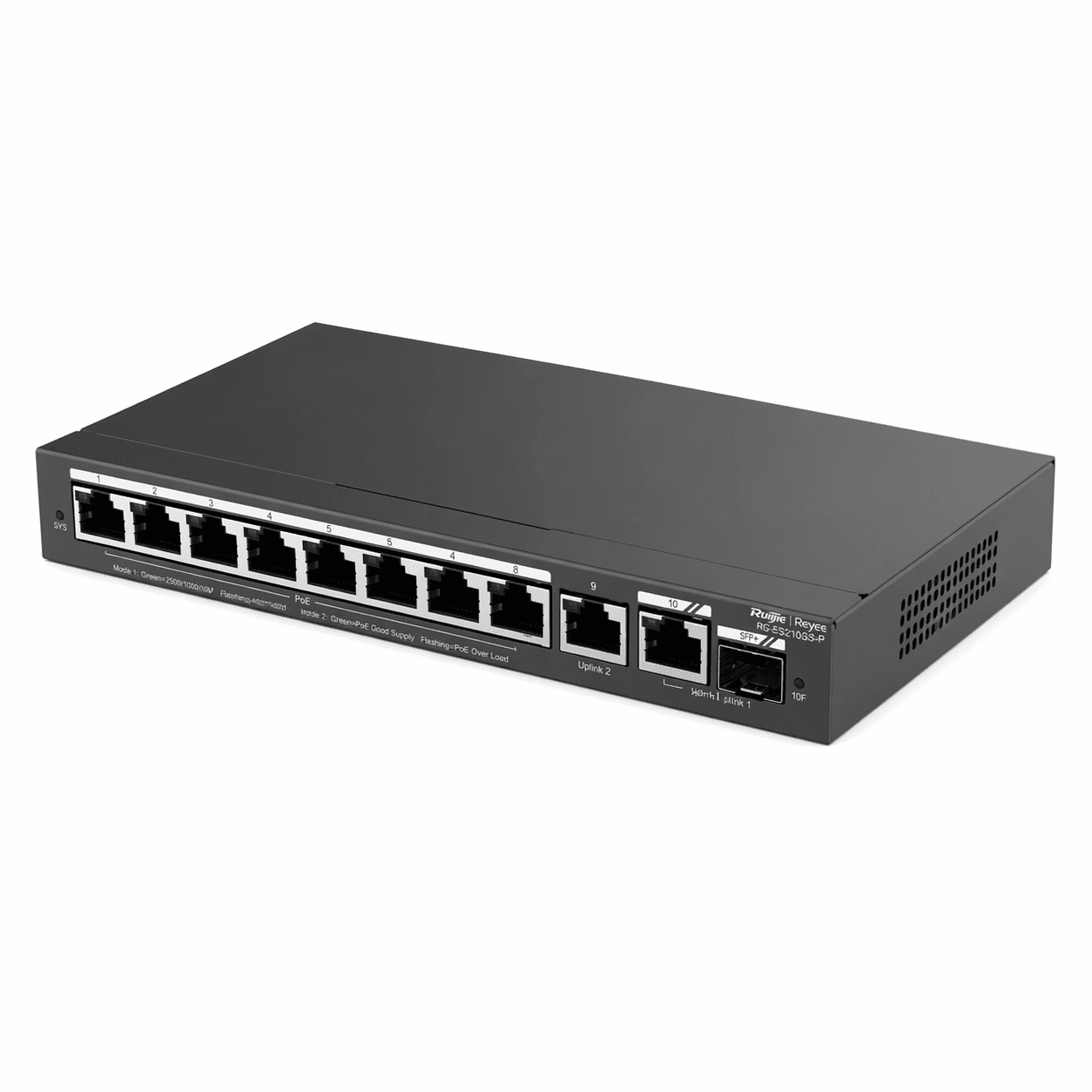 Switch Ruijie Reyee RG-ES210GS-P PoE Cloud | 10 Puertos Gigabit | Gestionable Inteligente