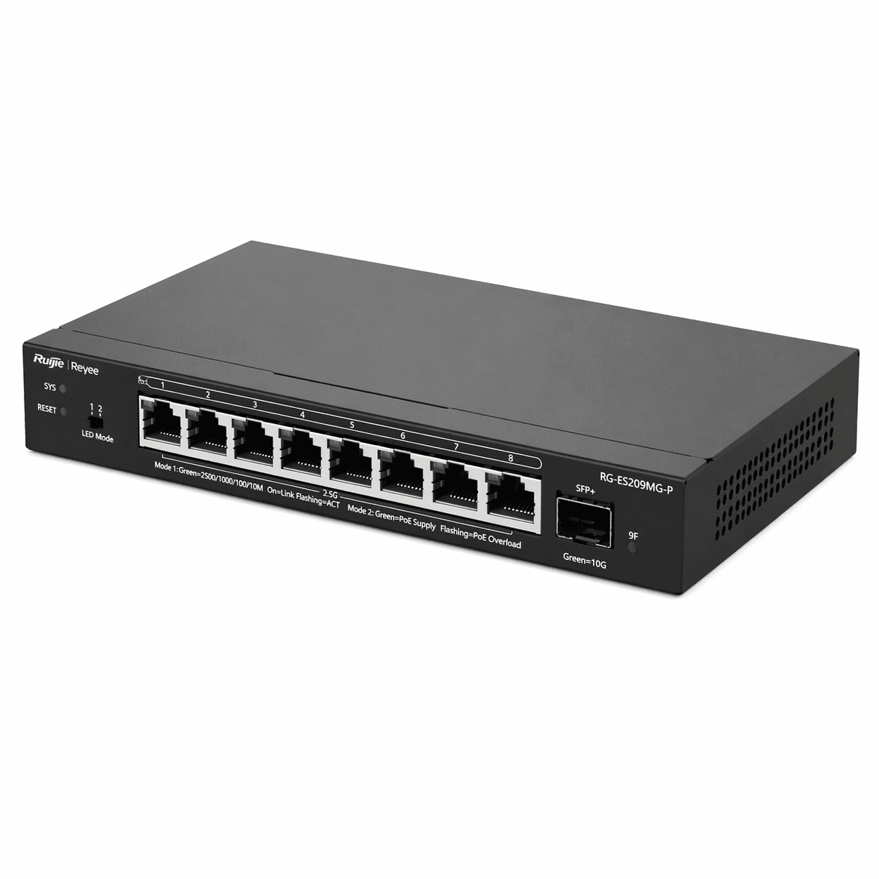 Switch Ruijie Reyee RG-ES209MG-P PoE 2.5G Cloud | 8 Puertos Multi-Gigabit + 10G Uplink