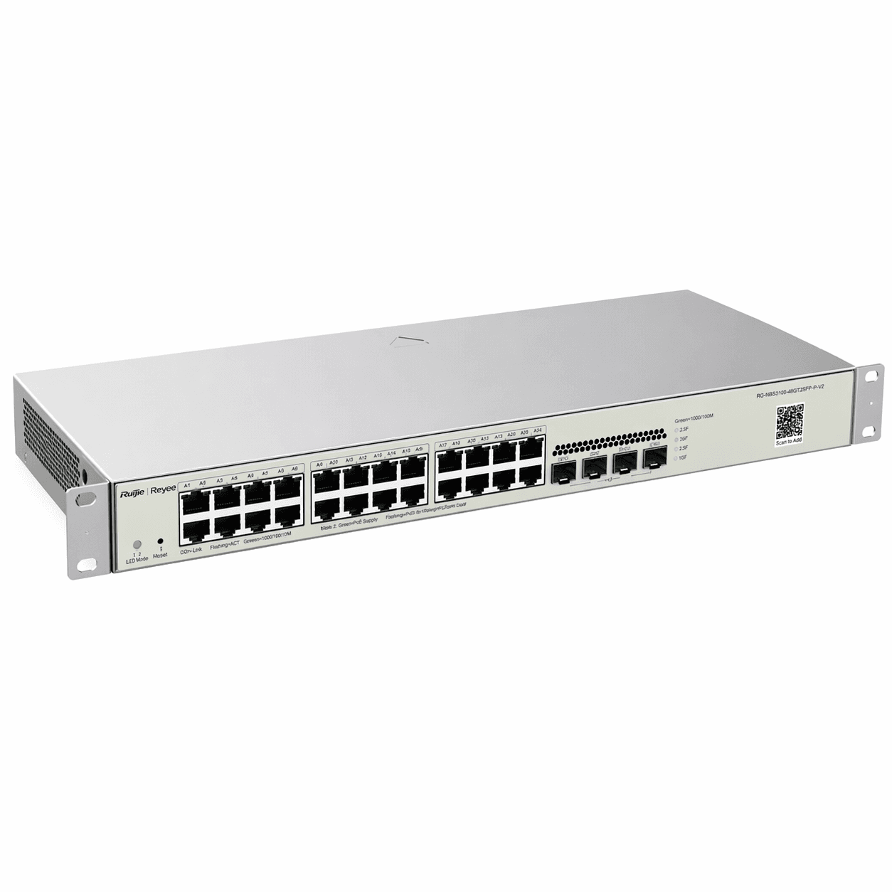 Switch Ruijie Reyee RG-NBS3100-24GT4SFP L2 Cloud | 24 Puertos Gigabit + 4 SFP | No PoE Empresarial