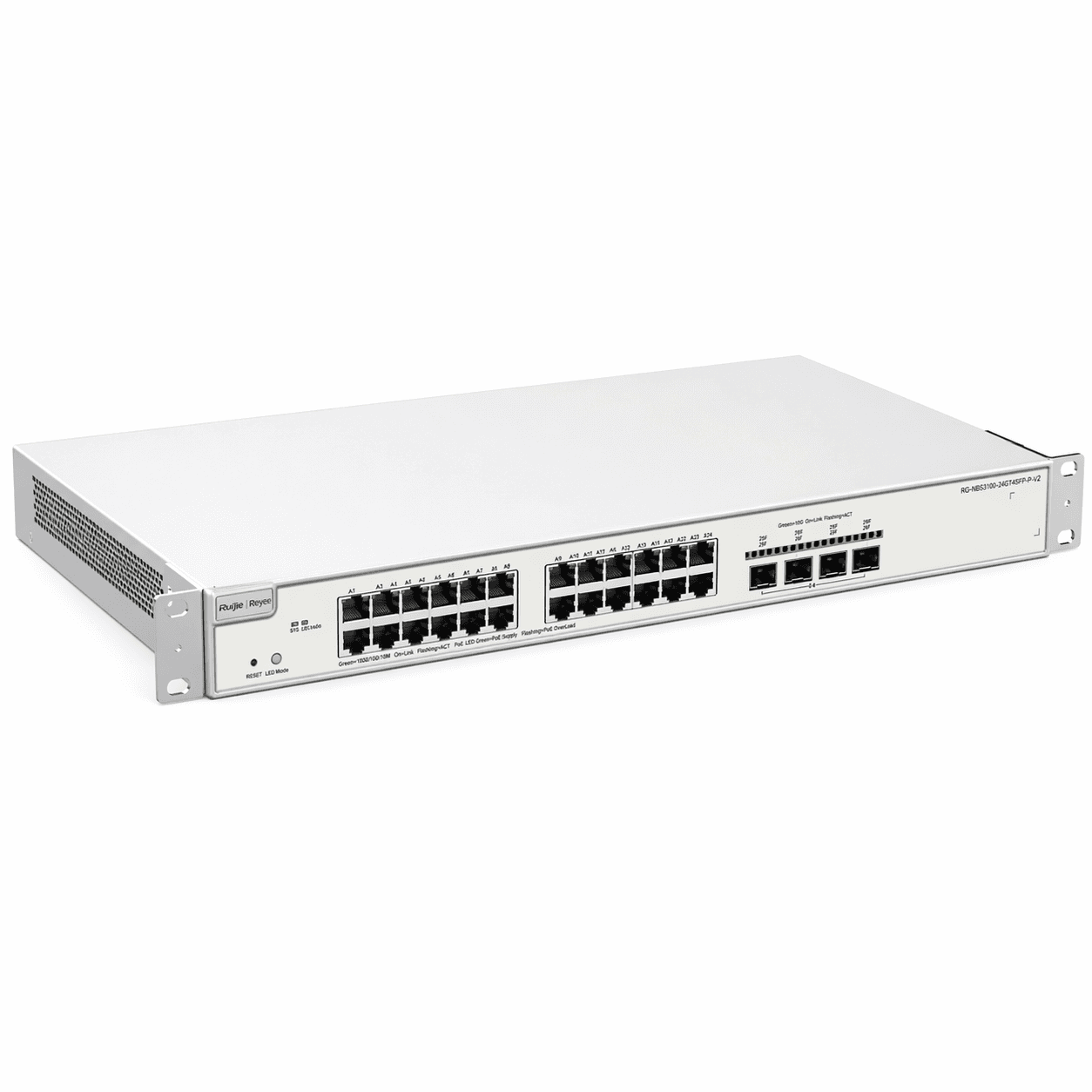 Switch Ruijie Reyee RG-NBS3200-24GT4XS-P-V2 PoE L2+ Cloud | 24 Puertos Gigabit + 4 Uplink 10G | Core Empresarial