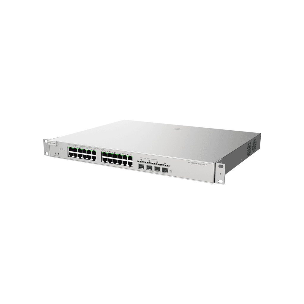 Switch Ruijie Reyee RG-NBS5100-24GT4SFP-P L3 PoE Cloud | 24 Puertos Gigabit + 4 SFP | Routing Empresarial