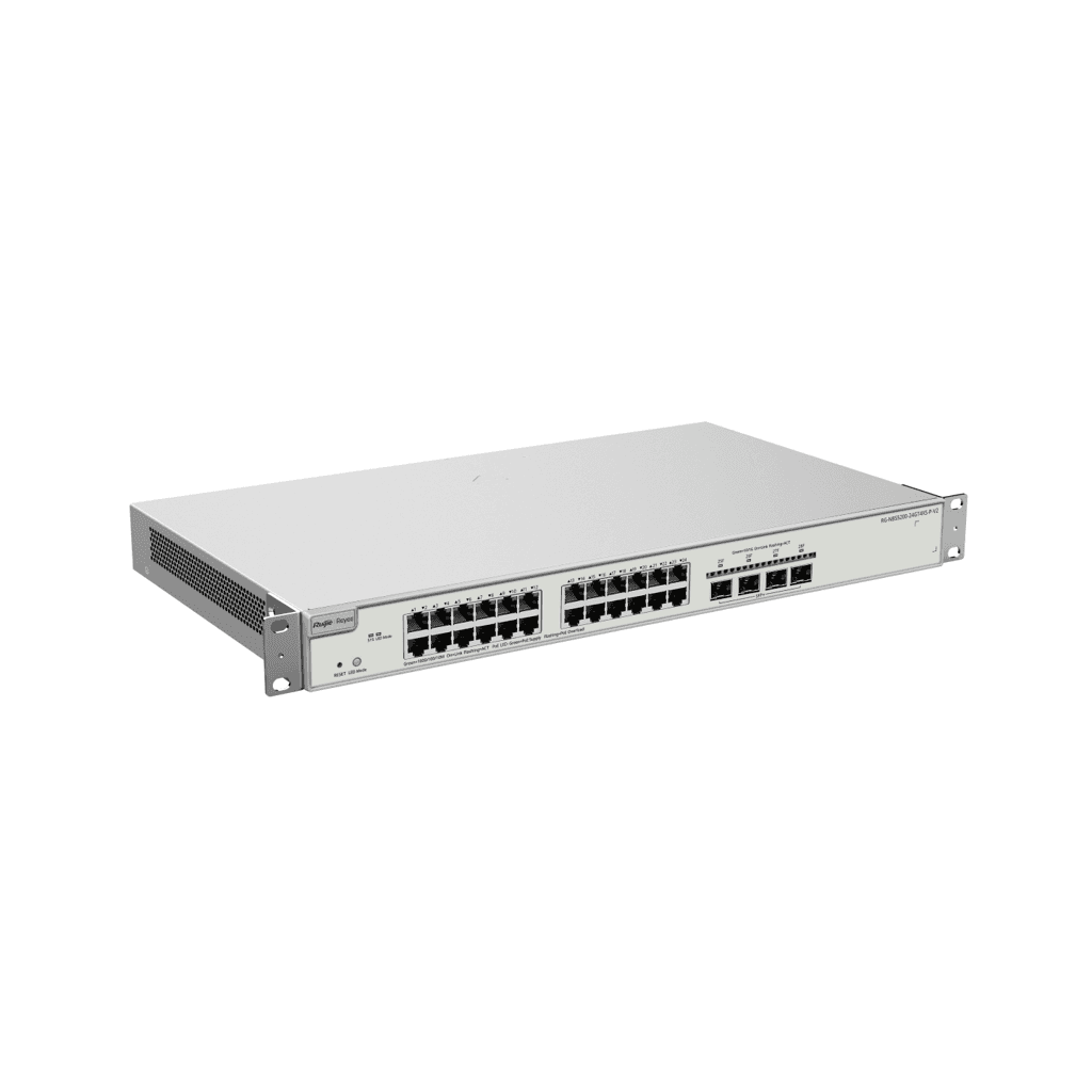 Switch Ruijie Reyee RG-NBS5200-24GT4XS-P-V2 L3 PoE Cloud | 24 Puertos Gigabit + 4 Uplink 10G SFP+ | Core Empresarial