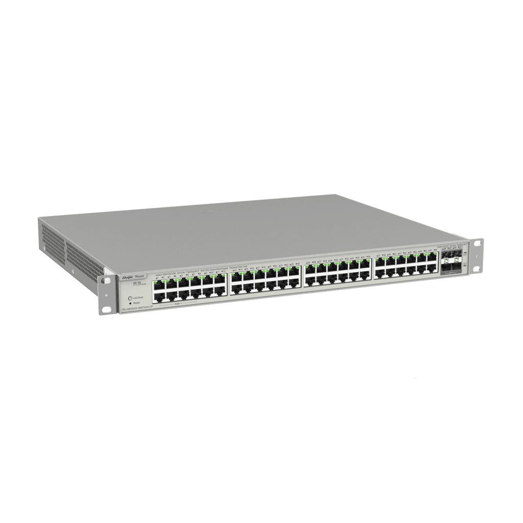 Switch Ruijie Reyee RG-NBS5200-48GT4XS-UP L3 PoE Cloud | 48 Puertos Gigabit + 4 Uplink 10G SFP+ | Core Empresarial