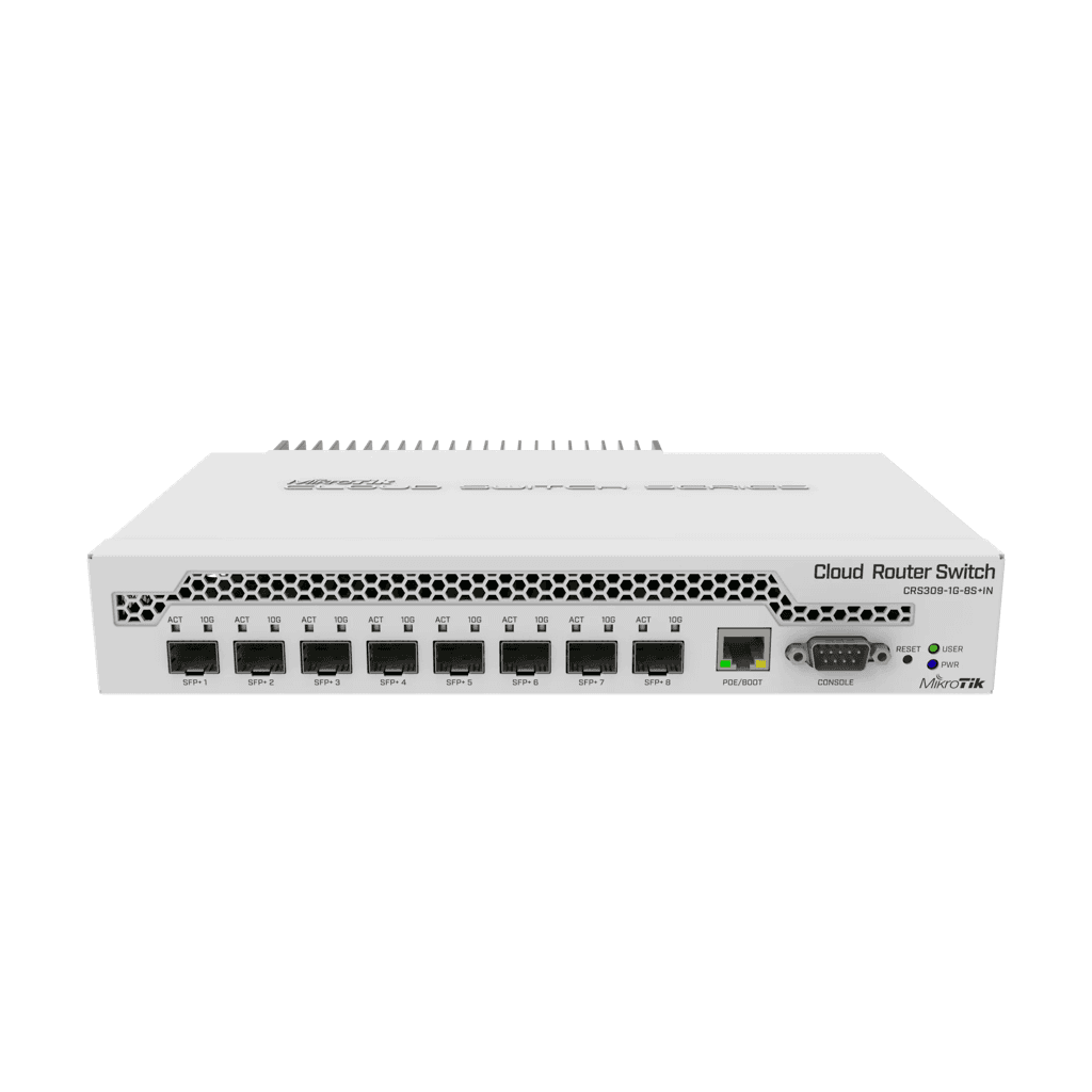 Switch MikroTik CRS309-1G-8S+IN 8 Puertos SFP+ 10G + 1 Gigabit | Cloud Router Switch Alto Rendimiento