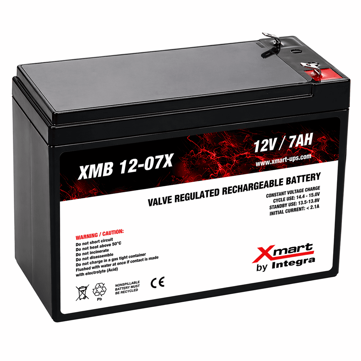 Batería Xmart XMB-12-07X 12V 7Ah VRLA AGM Terminal T1 | Repuesto para UPS y Alarmas