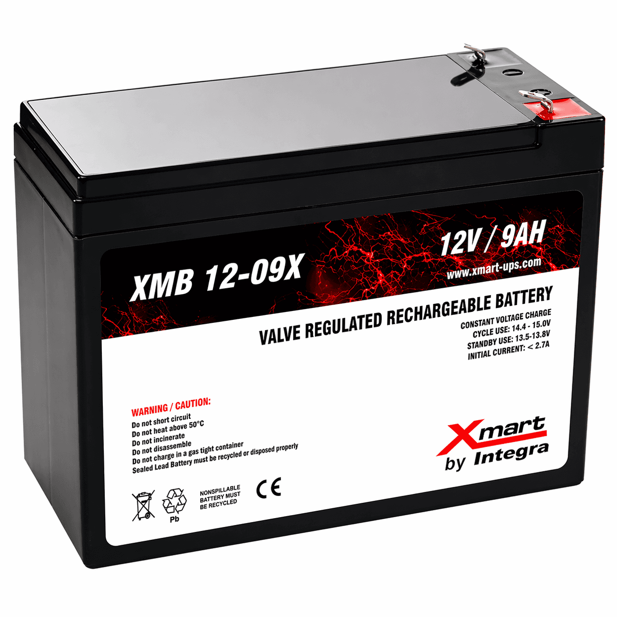 Batería Xmart XMB-12-09ES 12V 9Ah VRLA AGM | Repuesto para UPS y Sistemas de Seguridad