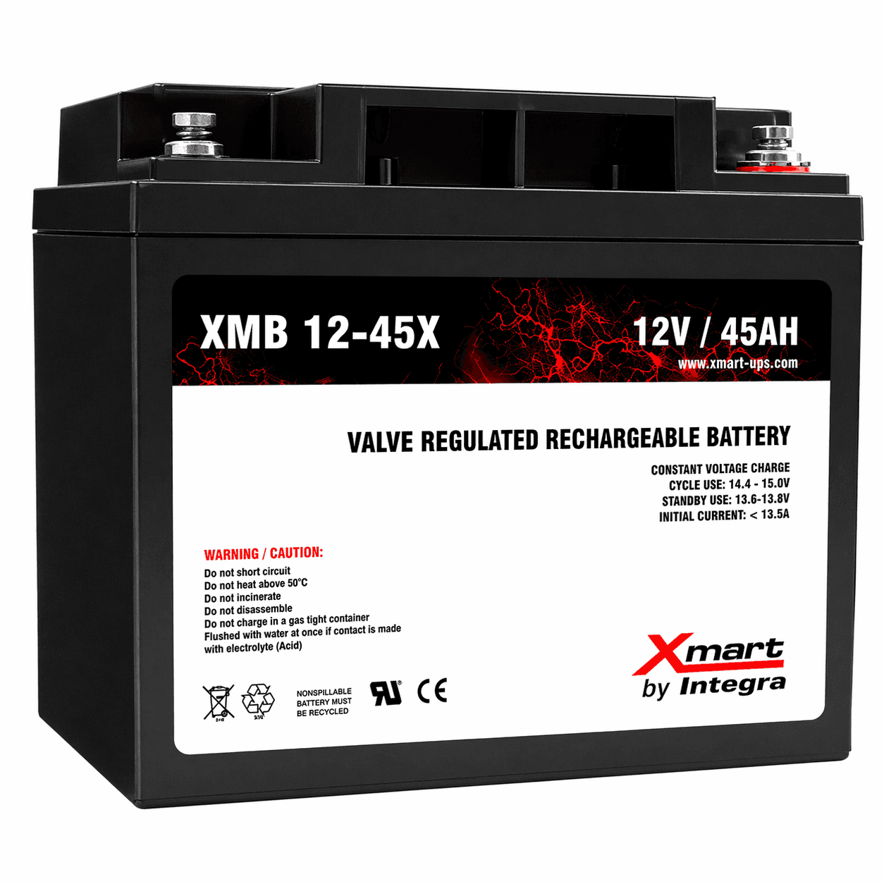 Batería Xmart XMB-12-45X 12V 45Ah VRLA AGM | Alta Capacidad para UPS e Inversores