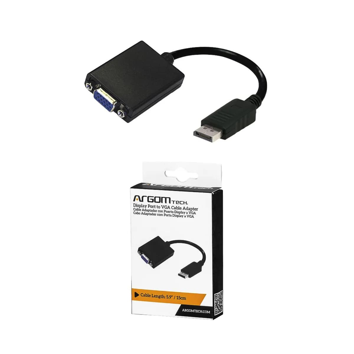 CABLE ARGOM DISPLAY PORT TO VGA 15CM NEGRO