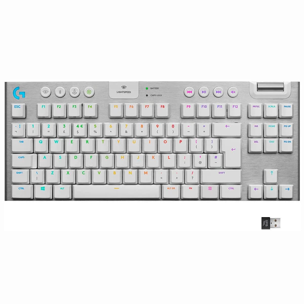 TECLADO LOGITECH GAMER G915 TKL RGB MECANICO SWITCH GL TACTIL WIRELESS BLANCO