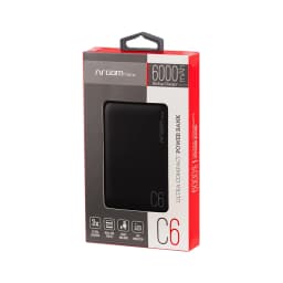 POWER BANK ARGOM 6000 ARG-PB-1136 WITH CABLE NEGRO - imagen 1