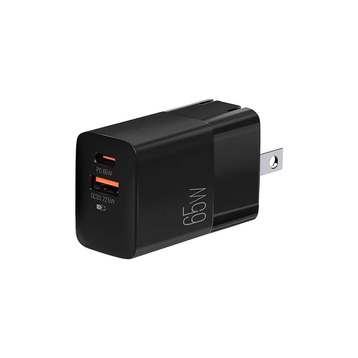 CARGADOR DE PARED ARGOM VOLTA P7 65W DUAL PD TYPE-C USB FOLDABLE PLUG BLACK