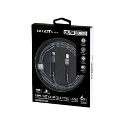 CABLE ARGOM TYPE-C TO LIGHTNING 18W NYLON BRAIDED 1.8MTS DURA FORM BLACK-WHITE - imagen 2
