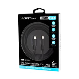 CABLE ARGOM DE SILICONA TYPE C TO TYPE C 65W 1.8MTS DURA FLEX BLACK - imagen 2