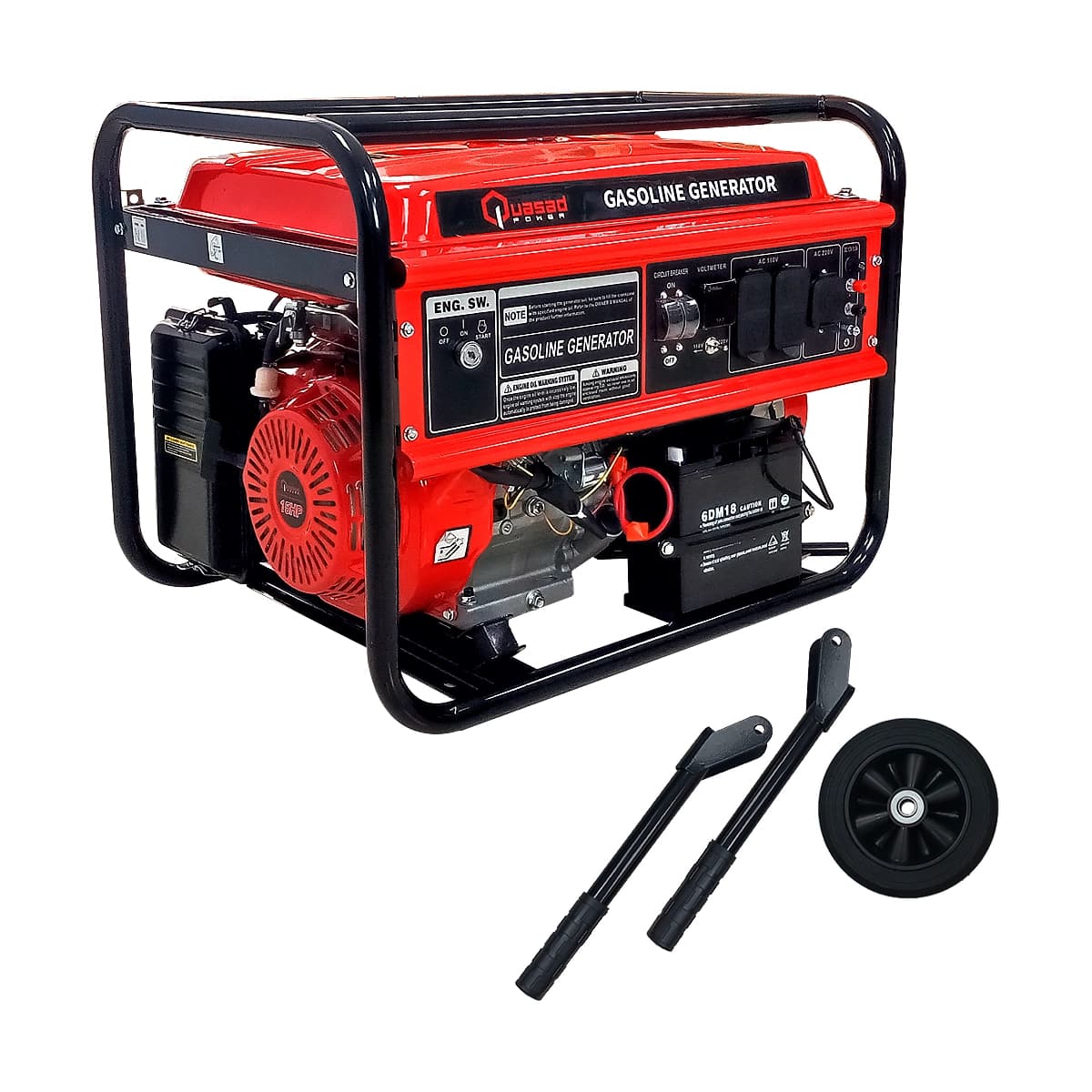 GENERADOR ELECTRICO QUASAD QP-7500E Rated Output 6.0kw Max. Out. 6.5kw 100-220V