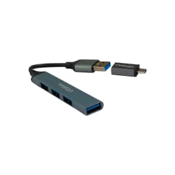 HUB TREQA USB TYPE-C TO 4 PUESTOS USB3.0 SILVER - imagen 1