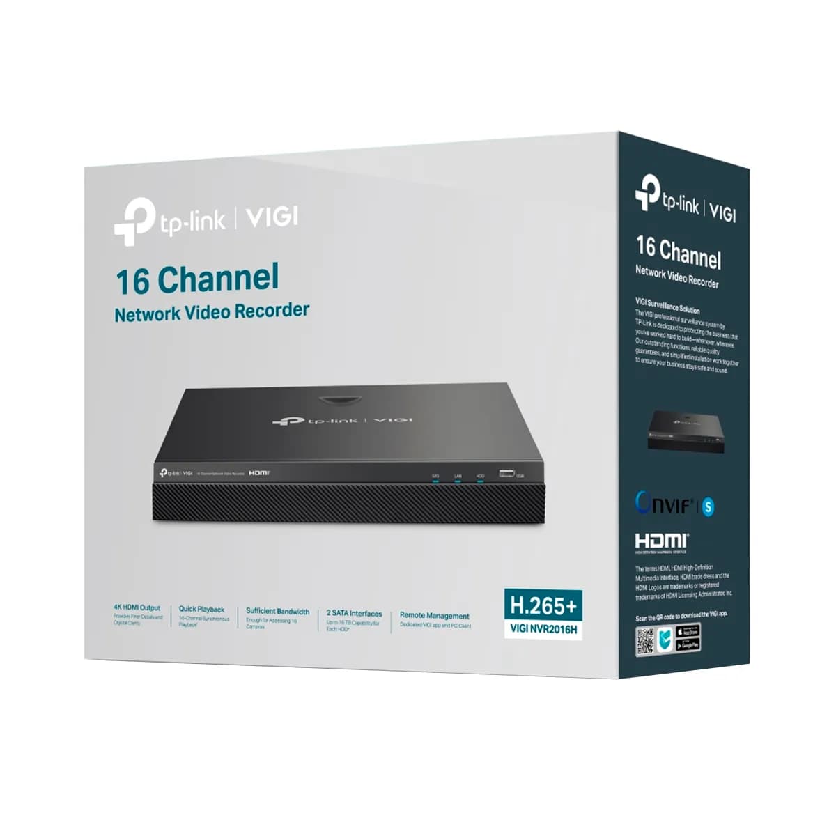 GRABADOR DE VIDEO TP-LINK VIGI NVR-2016H 16CHANNEL HDMI 4K NETWORK BLACK