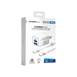 WALL CHARGER DUAL ARGOM VOLTA P40 FAST CHARGE 2 CONT. TYPE-C USB-A W-CABLE BLANCO - imagen 2