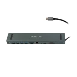 HUB USB- C CON 11 EN 1 AV VGA RJ45 SD-TF HDMI 4USB3.2 TYPE-C Gris - imagen 1