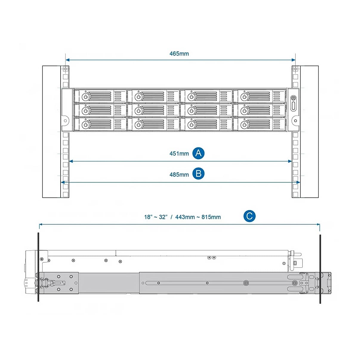 Rail Kit QNAP for 2 RU Rackmount Models