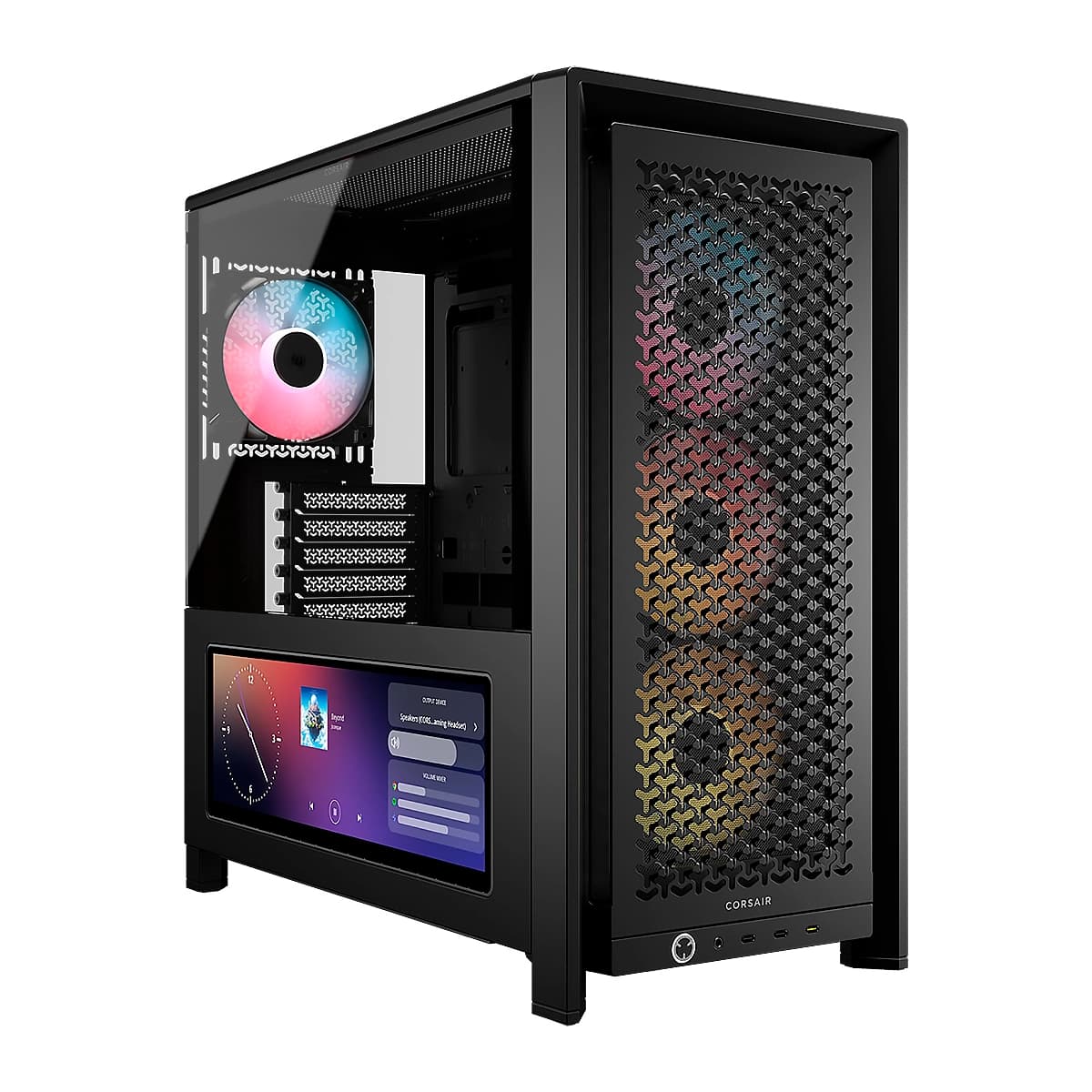 CASE CORSAIR ATX 4000D Pantalla Tactil XENEON 14.5 TEMPERED GLAS MID-TOWER CASE N-PS 4VEN-RGB NEGRO