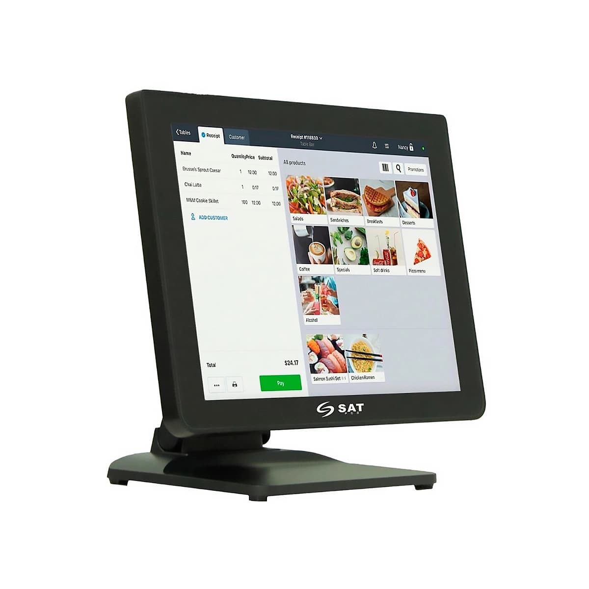 POS SYSTEM SAT AIO TOUCH Intel i5 8GB 256GB 15Inch Wifi VGA USB Black