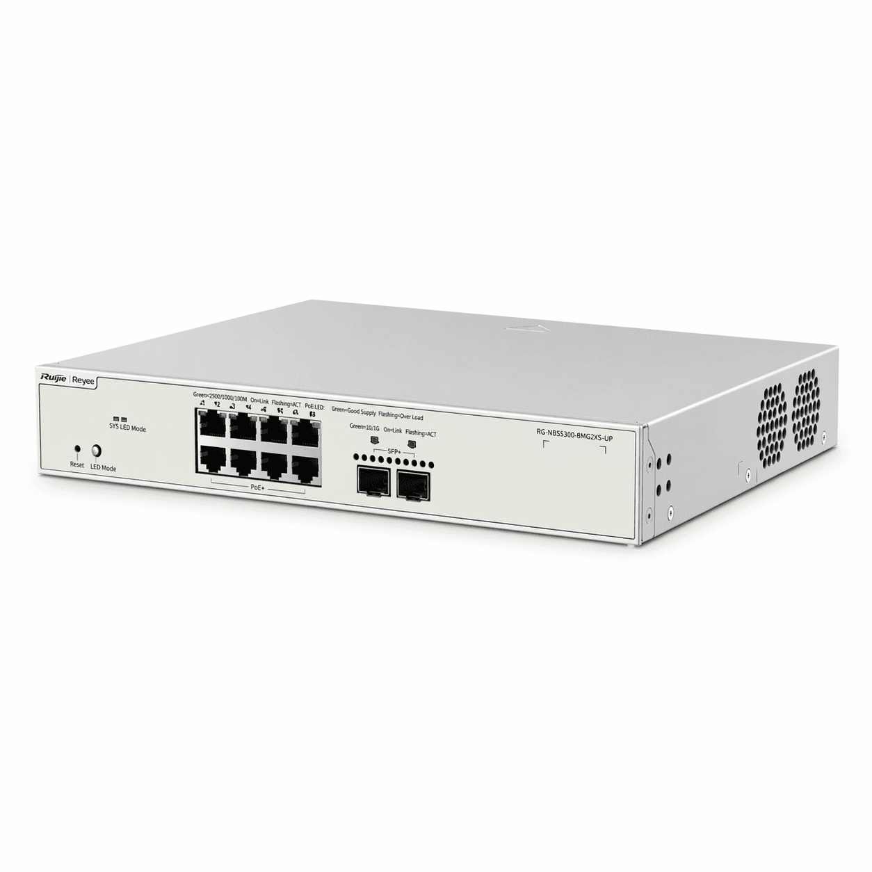 Switch Ruijie Reyee RG-NBS5300-8MG2XS-UP L3 PoE++ Multi-Gigabit | 8 Puertos 2.5G + 2 Uplink 10G | WiFi 6/7