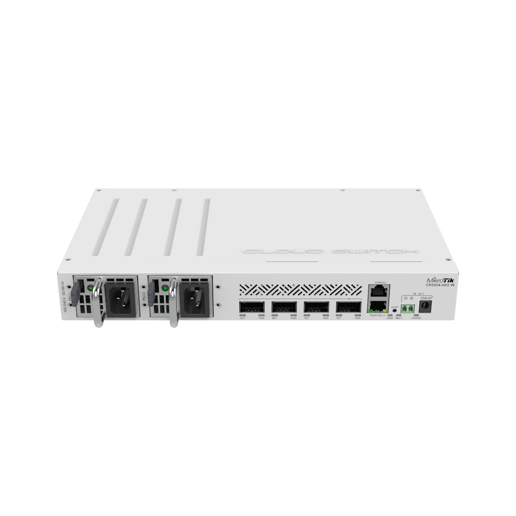 Switch MikroTik CRS504-4XQ-IN 4 Puertos QSFP28 100G | Cloud Router Switch Ultra Alto Rendimiento