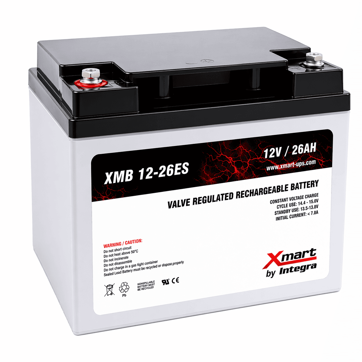 Batería Xmart XMB-12-026ES 12V 26Ah VRLA AGM | Para UPS e Inversores Respaldo Energético