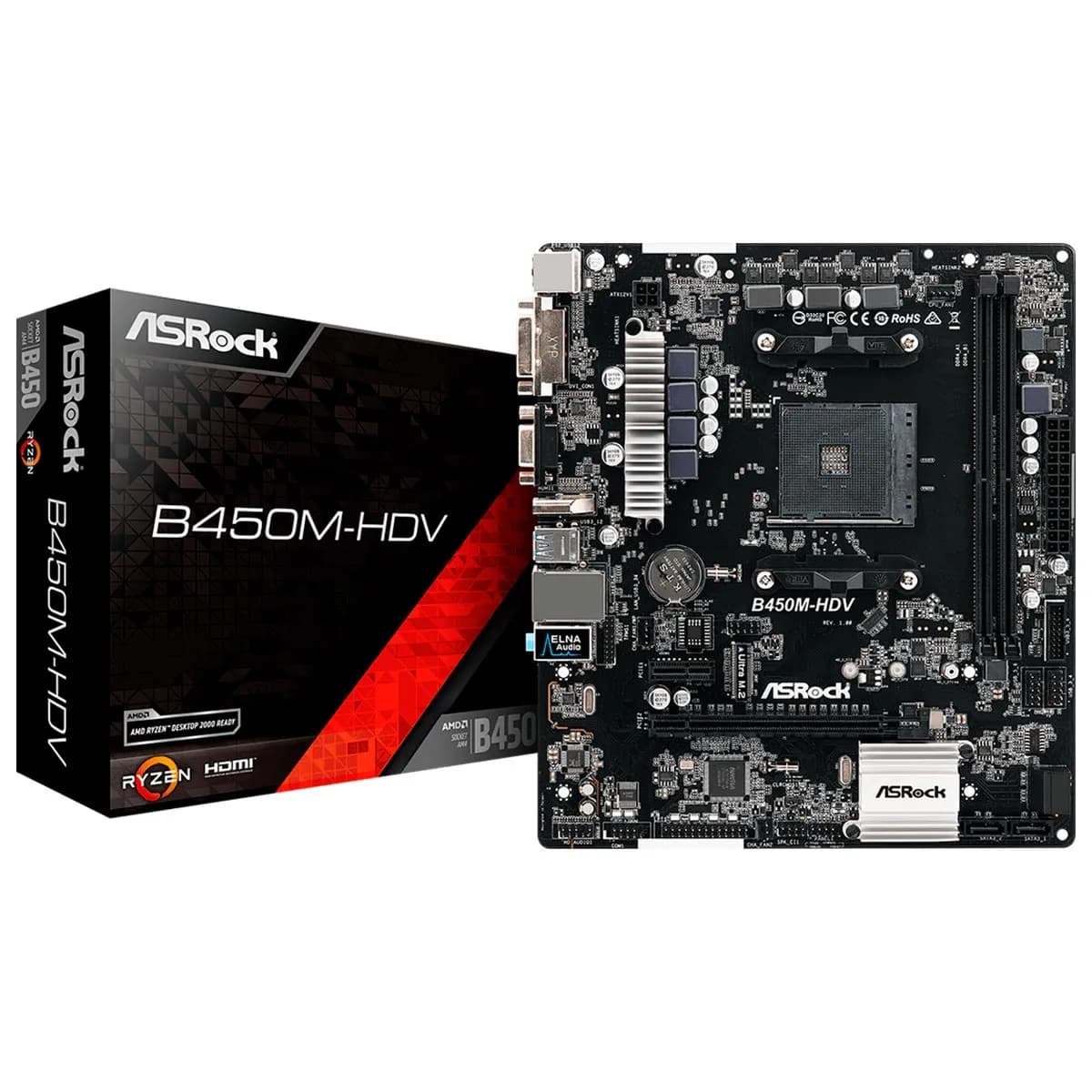 MBO ASROCK B450M-HDV AMD SOCKET AMD4 4XDDR4 VD SN RD HDMI DVI-D D-SUB 1M.2 6USB3.1 PCI-EXP3.0 UATX