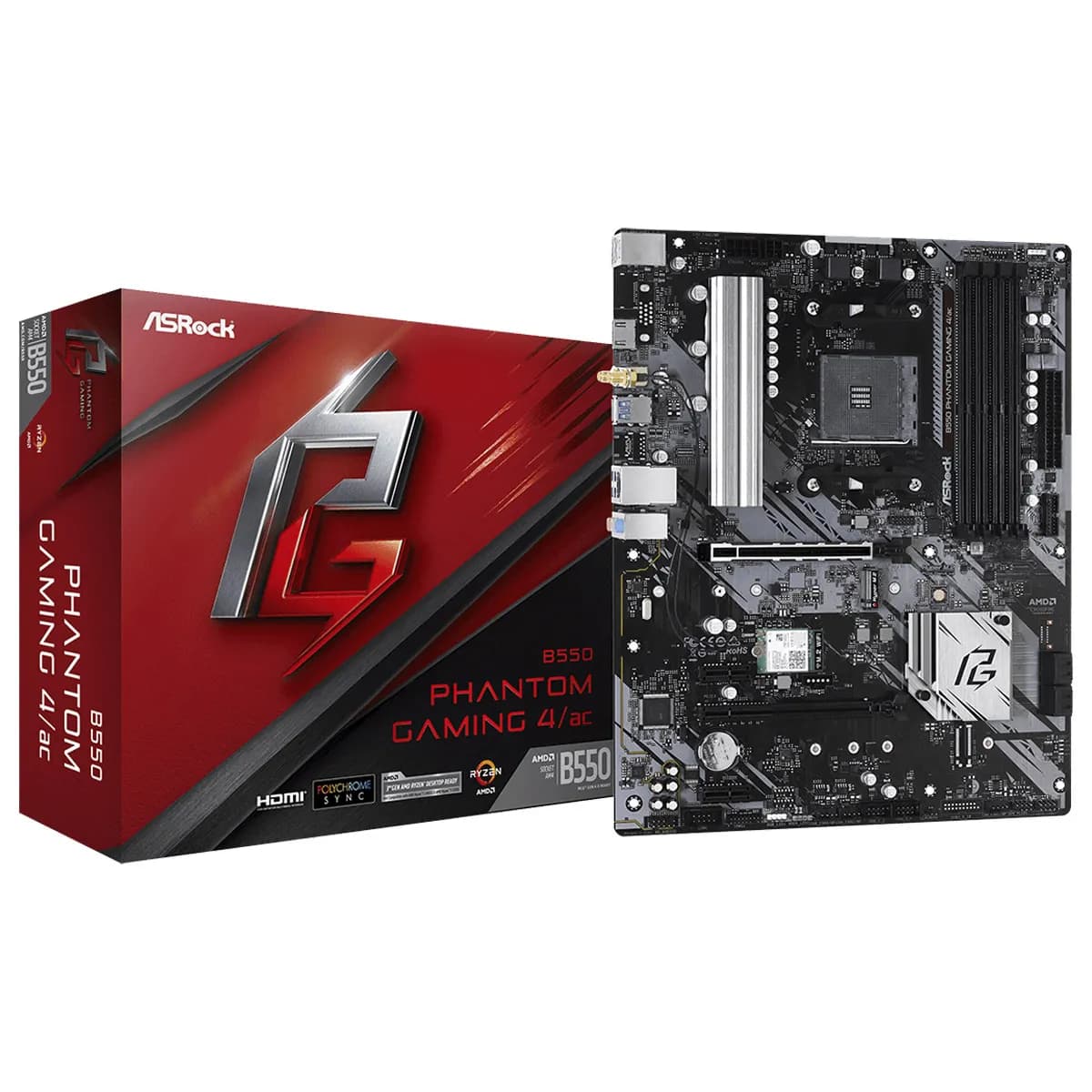 MBO ASROCK B550 PHANTOM GAMING 4AC AMD AM4 HDMI 4XDDR4 DIMM 8USB 4SATA3 PCIE2X16-2X1 M.2 ATX