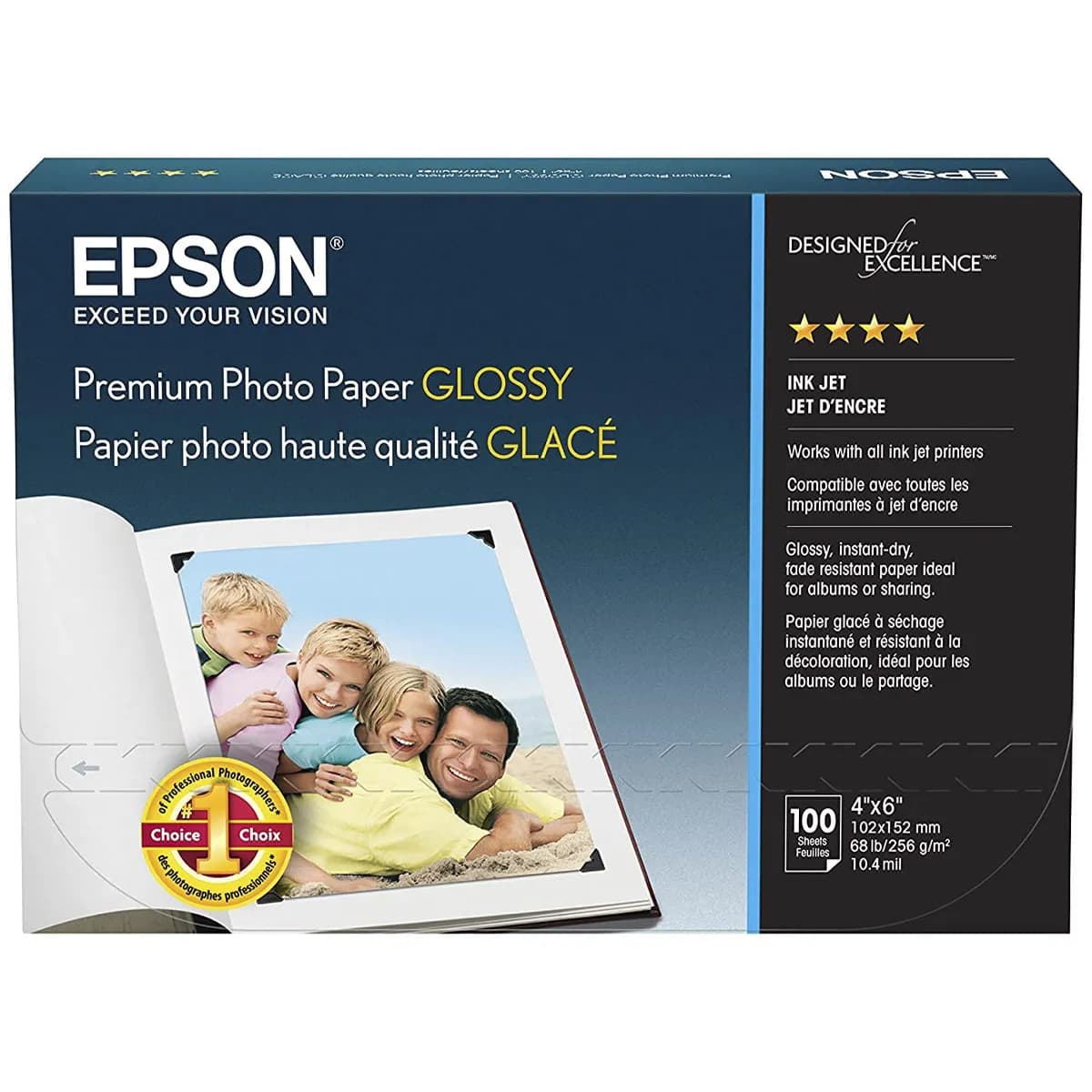 PAPEL EPSON PREMIUM GLOSSY BORDER LESS 4X6 100U