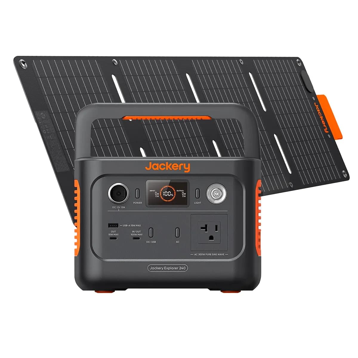 Portable Power Station Jackery 240 v2 256Wh LiFePO4 Battery 300w AC-100W con 40W Mini Panel Solar