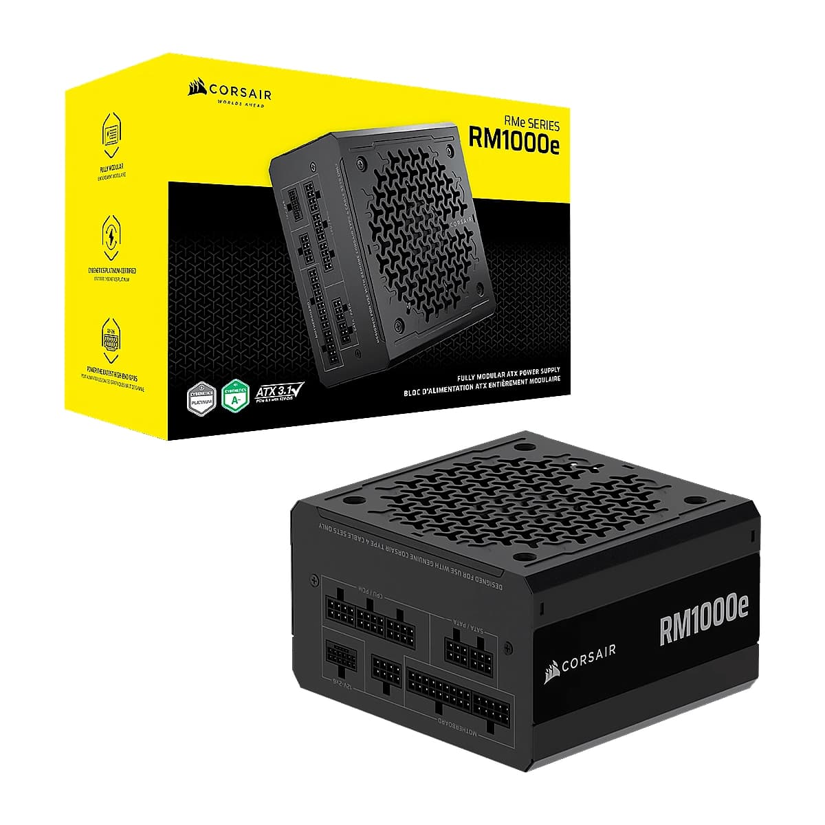 FUENTE DE PODER CORSAIR RM1000e 1000W FULLY MODULAR LOW-NOICE ATX3.1 PCIe5.1 GOLD