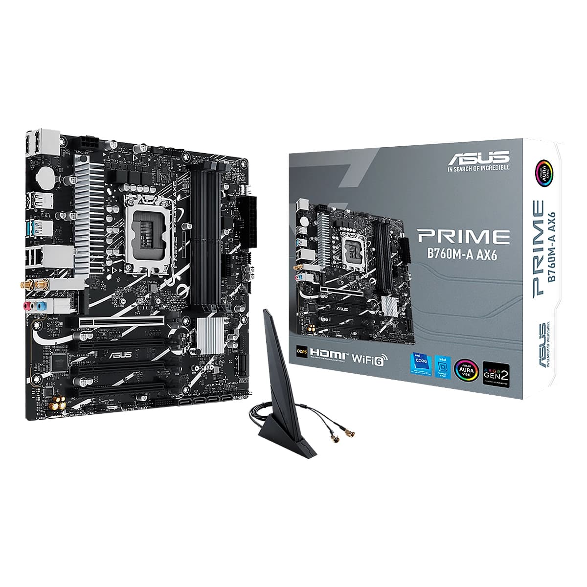 MBO ASUS PRIME B760M-A AX6 LGA-1700 Intel 14va. 4DDR5 Wifi DP HDMI 3M.2 12USB PCIe 4.0 mATX