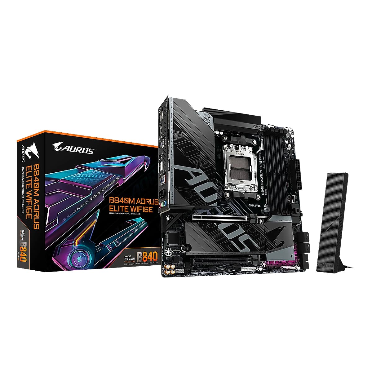 MBO Gigabyte AORUS B840M ELITE WIFI6E AMD Ryzen 9000 DDR5-5200 BT DP HDMI 7USB PCIe 4.0 MicroATX